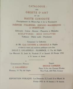 Collection de Mr. Carlo Giovene de Girasole. Objets d'Art et de haute curiosité